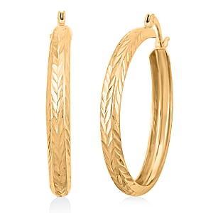 14K Yellow Gold Over Sterling Silver Diamond-cut Hoop Earrings 2.50 Grams