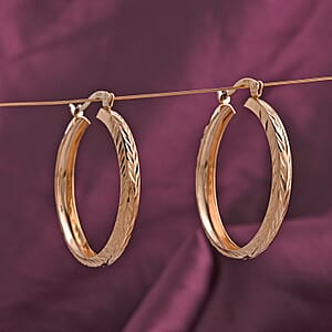14K Rose Gold Over Sterling Silver Diamond-cut Hoop Earrings 2.50 Grams