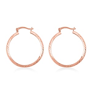 14K Rose Gold Over Sterling Silver Diamond-cut Hoop Earrings 2.50 Grams