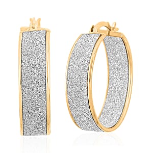 14K Yellow Gold Over Sterling Silver Diamond Cut Hoop Earrings 4 Grams