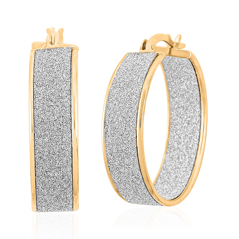14K Yellow Gold Over Sterling Silver Diamond Cut Hoop Earrings 4 Grams