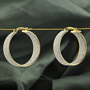 14K Yellow Gold Over Sterling Silver Diamond Cut Hoop Earrings 4 Grams