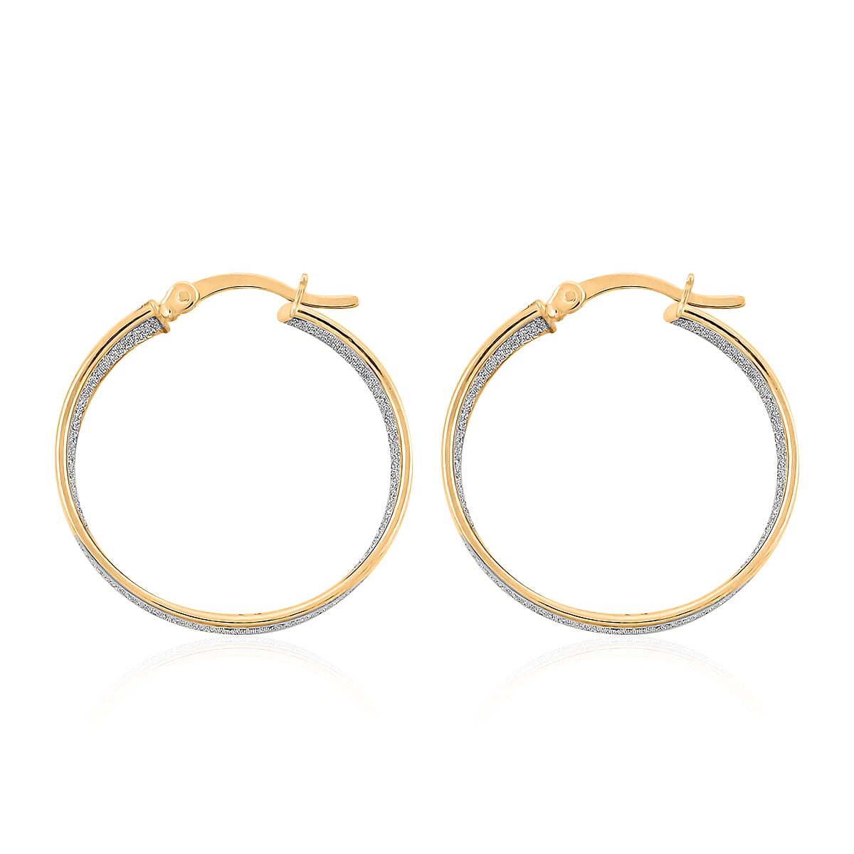 14K YG Over Sterling Silver Diamond Cut Hoop Earrings (4 g) image number 3