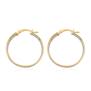 14K Yellow Gold Over Sterling Silver Diamond Cut Hoop Earrings 4 Grams