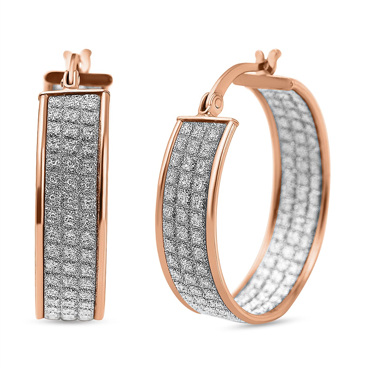 14K Rose Gold Over Sterling Silver Diamond Cut Hoop Earrings 4 Grams image number 0
