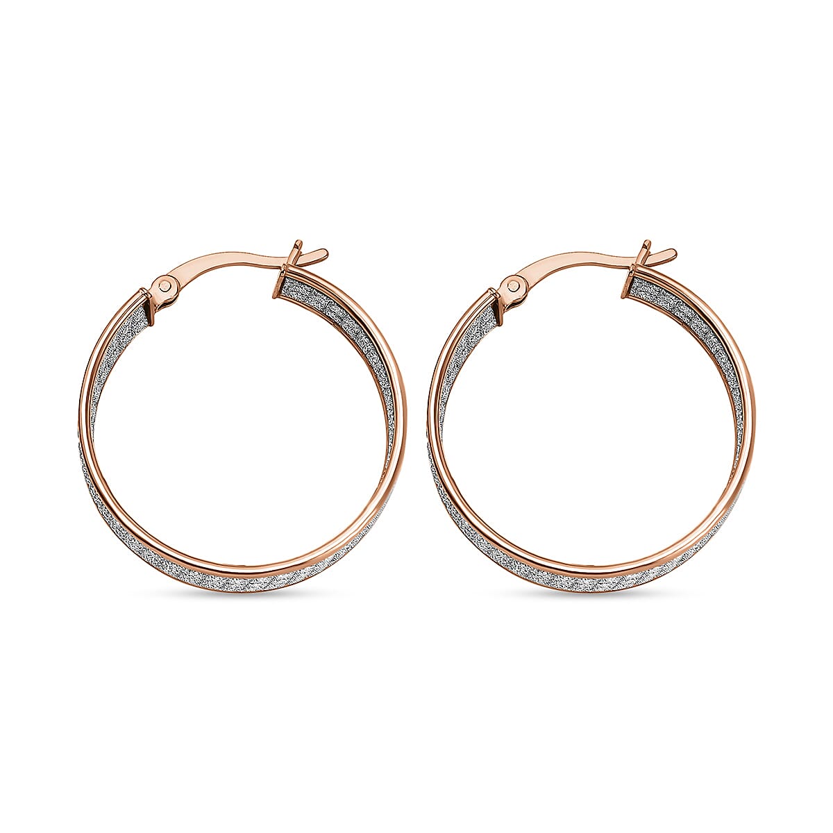 14K Rose Gold Over Sterling Silver Diamond Cut Hoop Earrings 4 Grams image number 3