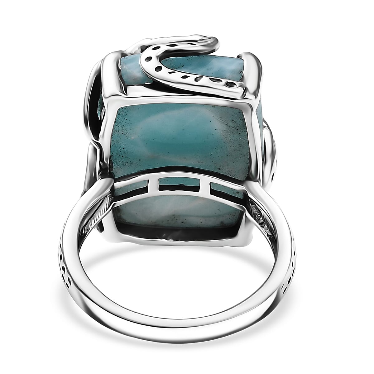 D'Joy Artisan Crafted Larimar and Diamond 22.50 ctw Dragon of Atlantis Ring in Sterling Silver (Size 6.0) image number 4