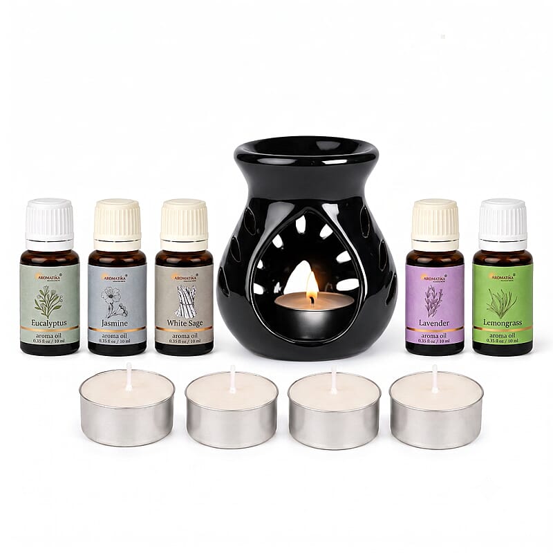 Black Ceramic Oil Burner Gift Set