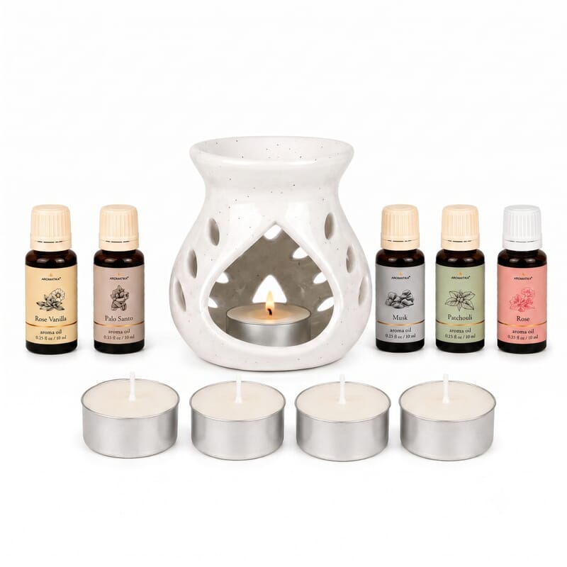 White Ceramic Oil Burner Gift Set