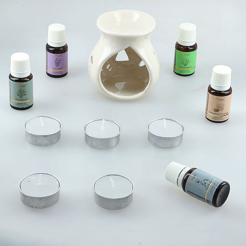 White Ceramic Oil Burner Gift Set