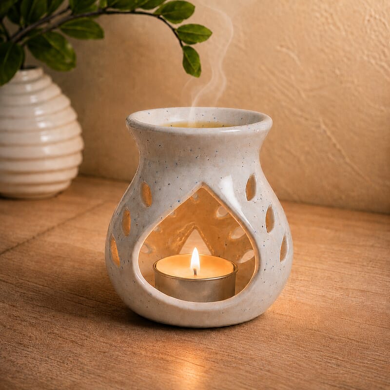 White Ceramic Oil Burner Gift Set