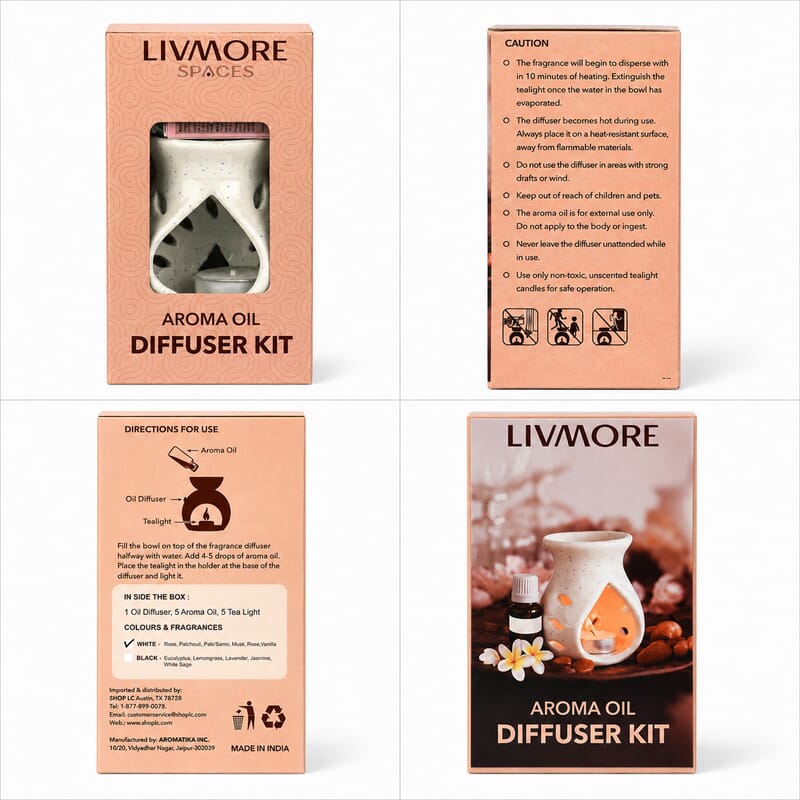 White Ceramic Oil Burner Gift Set