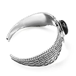 D'Joy Artisan Crafted White Buffalo 9.20 ctw Thunderbird Spirit Cuff Bracelet in Sterling Silver (7.25 In)