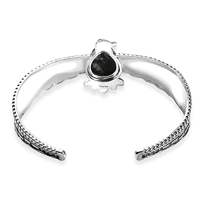 D'Joy Artisan Crafted White Buffalo 9.20 ctw Thunderbird Spirit Cuff Bracelet in Sterling Silver (7.25 In)