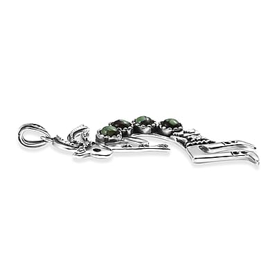 D'Joy Artisan Crafted Whispering Web Turquoise 2.20 ctw Kokopelli Pendant without Chain in Sterling Silver