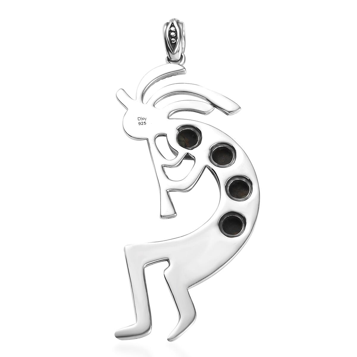 D'Joy Artisan Crafted Whispering Web Turquoise 2.20 ctw Kokopelli Pendant in Sterling Silver image number 4