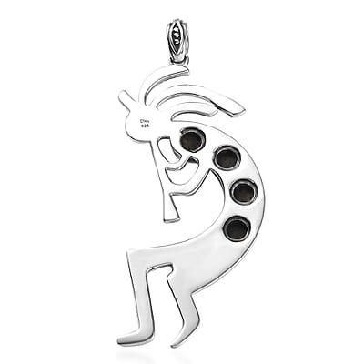 D'Joy Artisan Crafted Whispering Web Turquoise 2.20 ctw Kokopelli Pendant without Chain in Sterling Silver