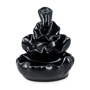 Black Resin Waterfall Backflow Fountain Gift Set
