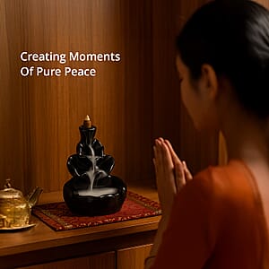 Black Resin Waterfall Backflow Fountain Gift Set