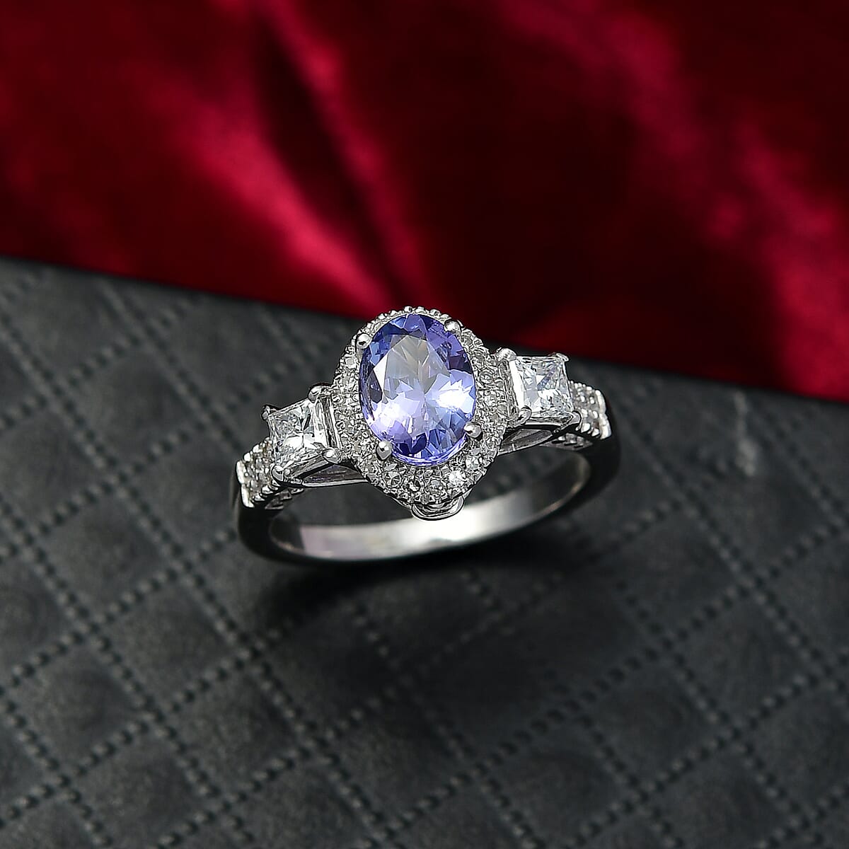 D'Joy Premium Tanzanite and Lab Grown Diamond 2.00 ctw Ring in Rhodium Over Sterling Silver (Size 8.0) image number 1