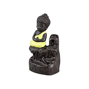 Brown Resin Buddha Backflow Fountain Gift Set