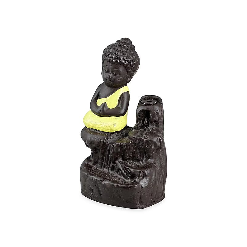 Brown Resin Buddha Backflow Fountain Gift Set