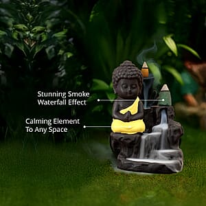 Brown Resin Buddha Backflow Fountain Gift Set