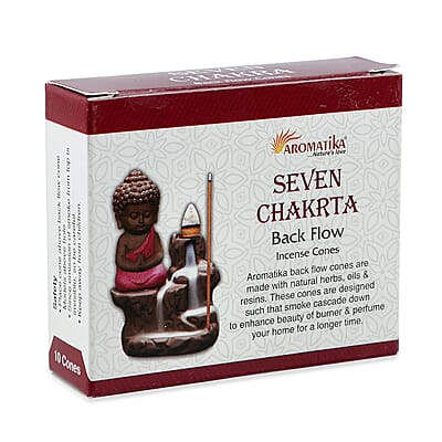 Brown Resin Buddha Backflow Fountain Gift Set