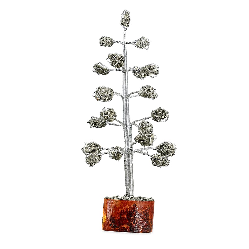 Silver Gemstone Pyrite Tree
