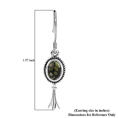 D'Joy Artisan Crafted Whispering Web Turquoise 1.65 ctw Squash Blossom Earrings in Sterling Silver 
