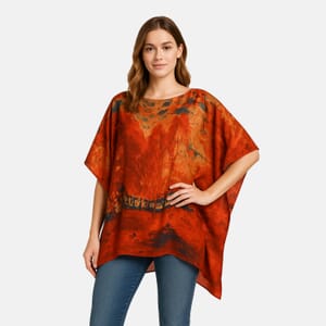 Orange Tree Satin Kaftan - One Size Fits Most