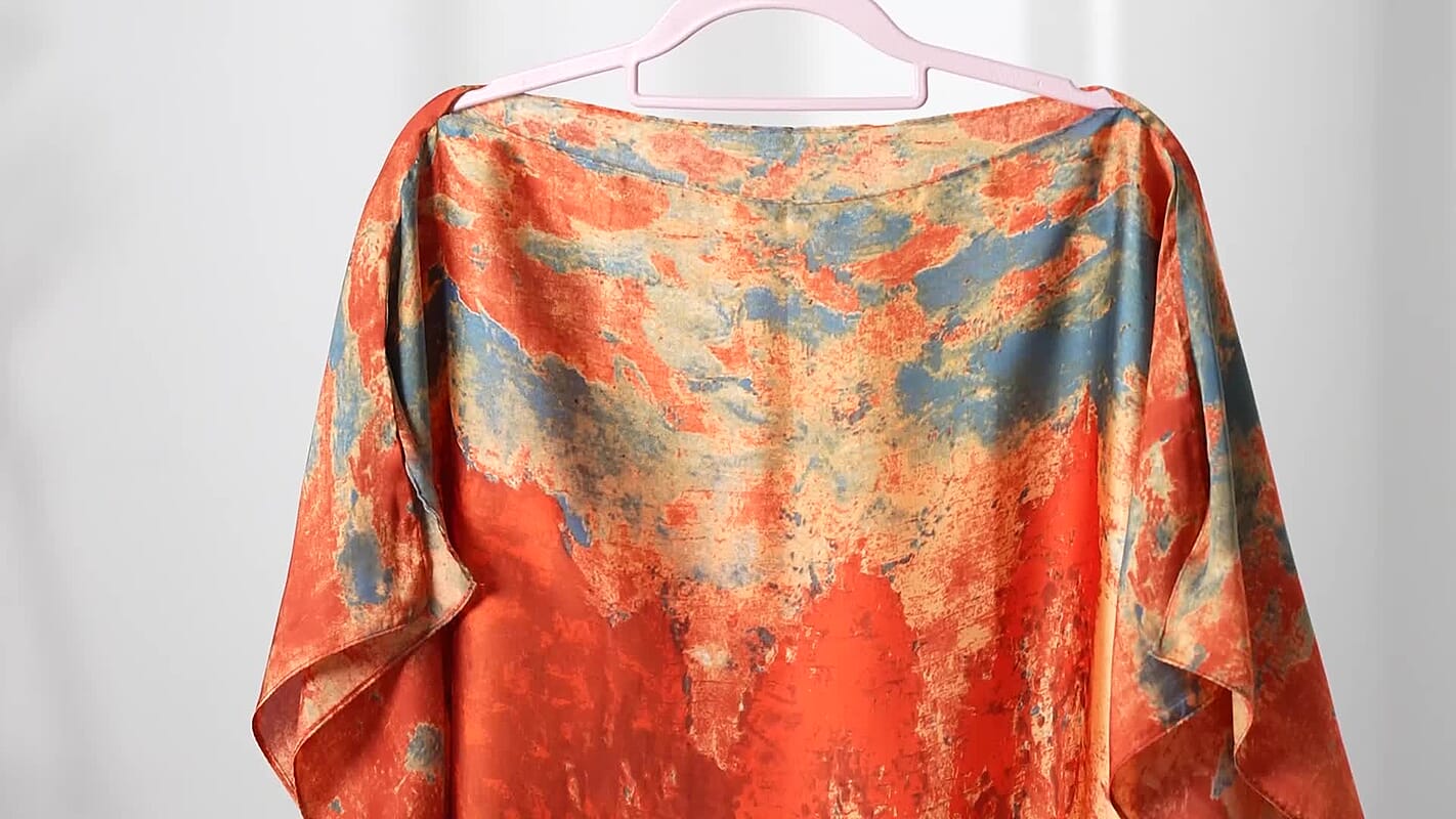 Orange Tree Satin Kaftan - One Size Fits Most