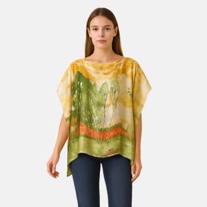 Green Tree Satin Kaftan - One Size Fits Most