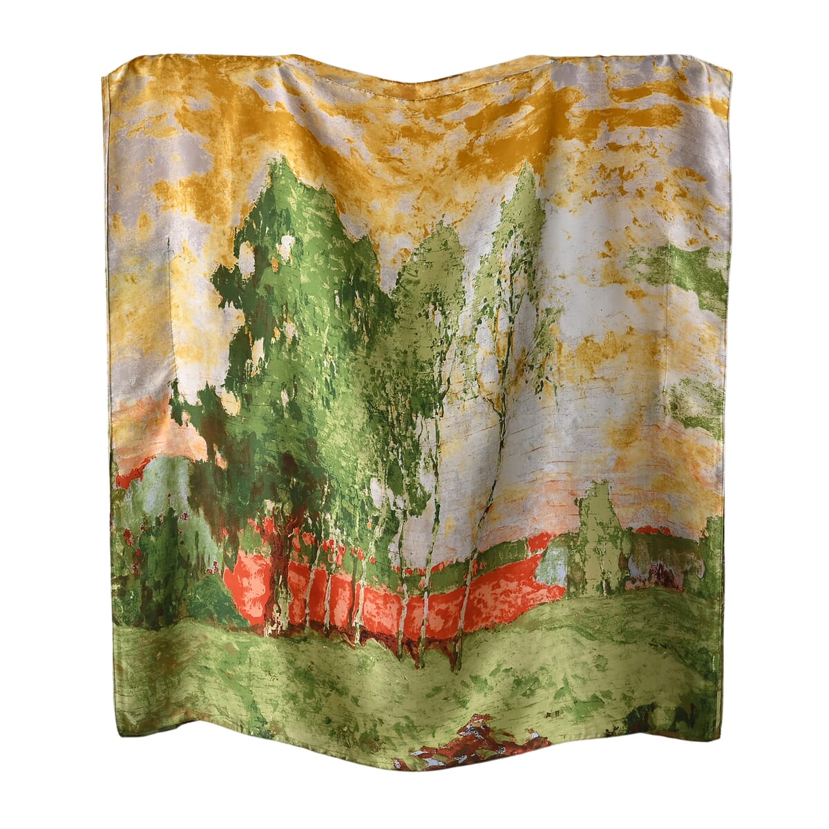 Green Tree Satin Kaftan - One Size Fits Most image number 1