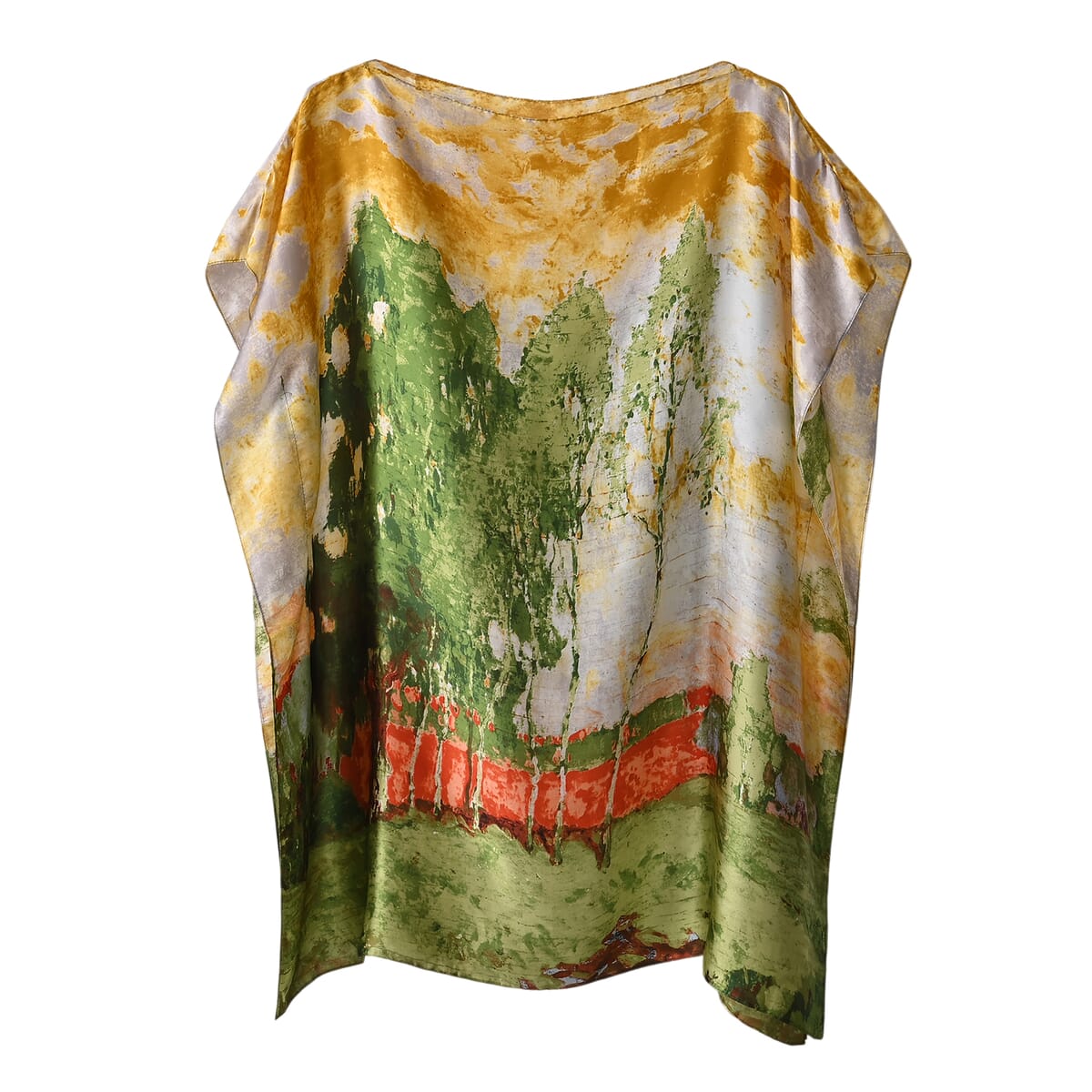 Green Tree Satin Kaftan - One Size Fits Most image number 2