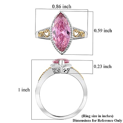 EverTrue Simulated PInk Diamond Ring in 18K YG Plated and Platinum Bond (Size 10.0)