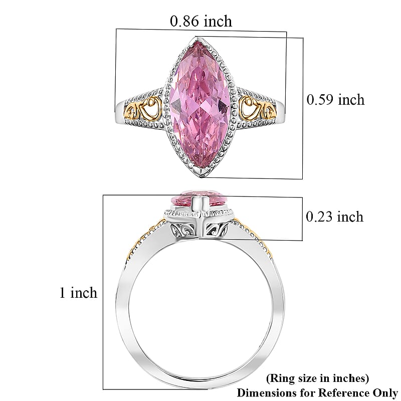 EverTrue Simulated PInk Diamond Ring in 18K YG Plated and Platinum Bond (Size 10.0)