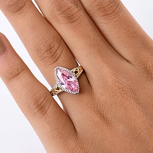 EverTrue Simulated PInk Diamond Ring in 18K YG Plated and Platinum Bond (Size 7.0)