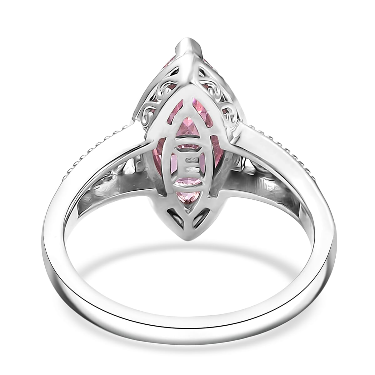 EverTrue Simulated PInk Diamond Ring in 18K YG Plated and Platinum Bond (Size 8.0) image number 4
