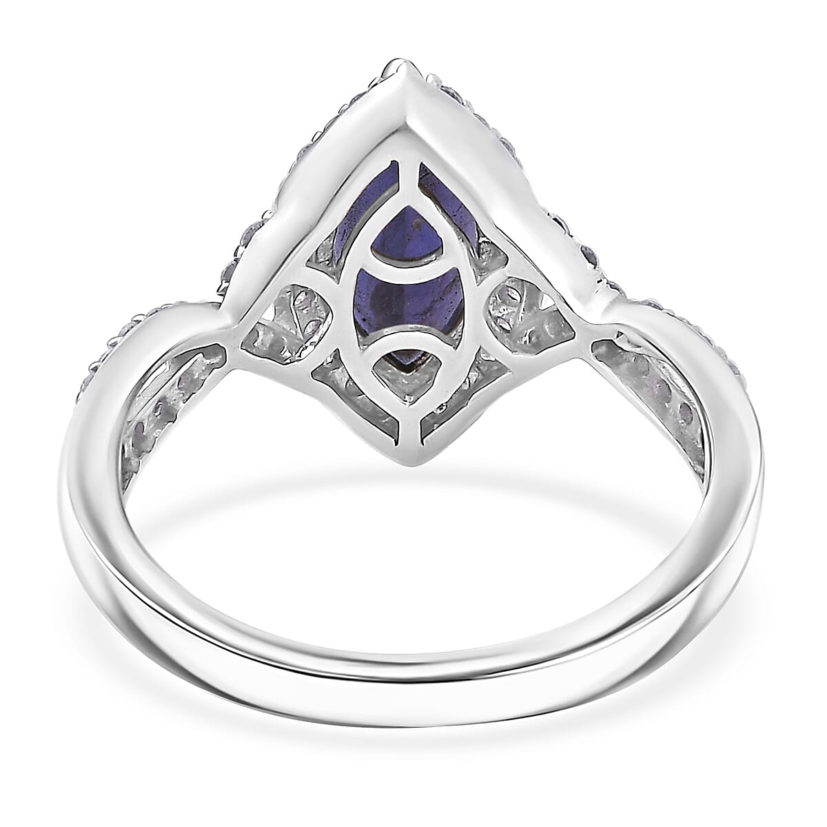 D'Joy Catalina Iolite and Moissanite 2.00 ctw Infinity Eclipse Ring in Rhodium Over Sterling Silver (Size 10.0)