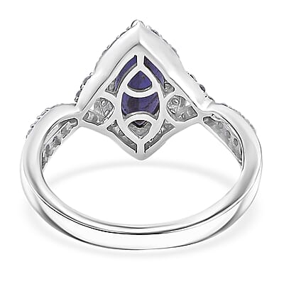 D'Joy Catalina Iolite and Moissanite 2.00 ctw Infinity Eclipse Ring in Rhodium Over Sterling Silver (Size 10.0)