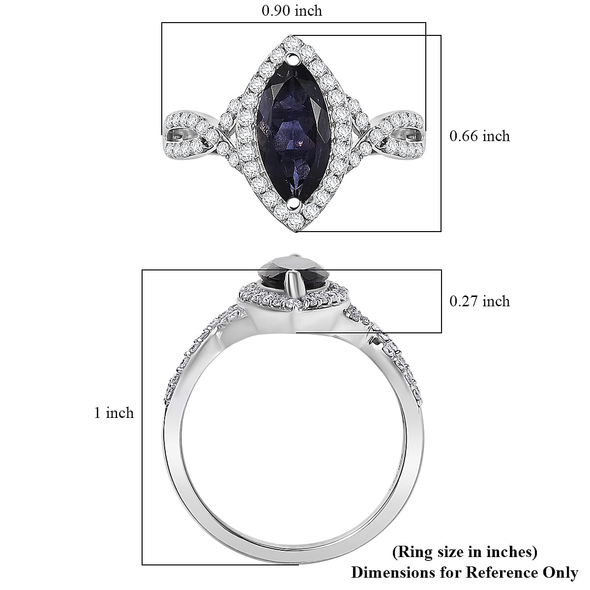 D'Joy Catalina Iolite and Moissanite 2.00 ctw Infinity Eclipse Ring in Rhodium Over Sterling Silver (Size 10.0)