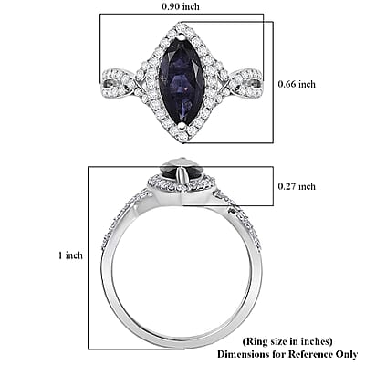 D'Joy Catalina Iolite and Moissanite 2.00 ctw Infinity Eclipse Ring in Rhodium Over Sterling Silver (Size 10.0)