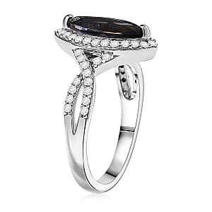 D'Joy Catalina Iolite and Moissanite 2.00 ctw Infinity Eclipse Ring in Rhodium Over Sterling Silver (Size 6.0)