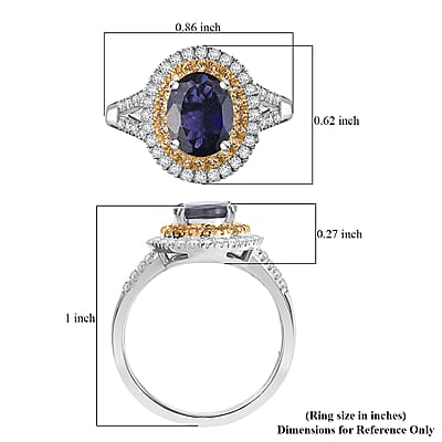 D'Joy Catalina Iolite and Multi Gemstone 2.10 ctw Solar Halo Ring in Rhodium Over Sterling Silver (Size 10.0)