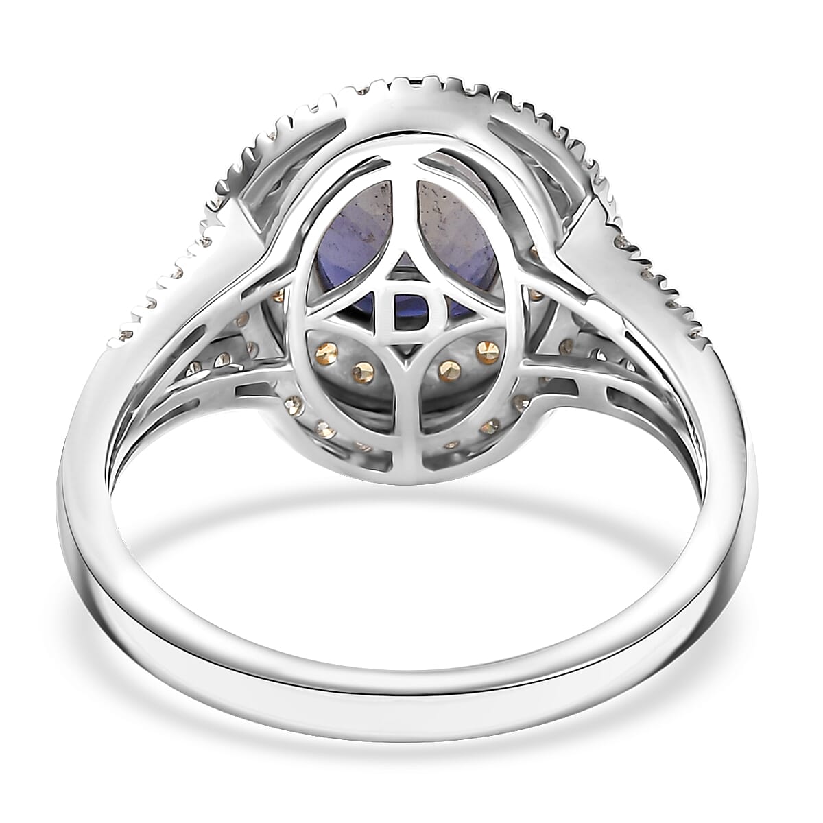 D'Joy Catalina Iolite and Multi Gemstone 2.10 ctw Solar Halo Ring in Rhodium Over Sterling Silver (Size 5.0) image number 4