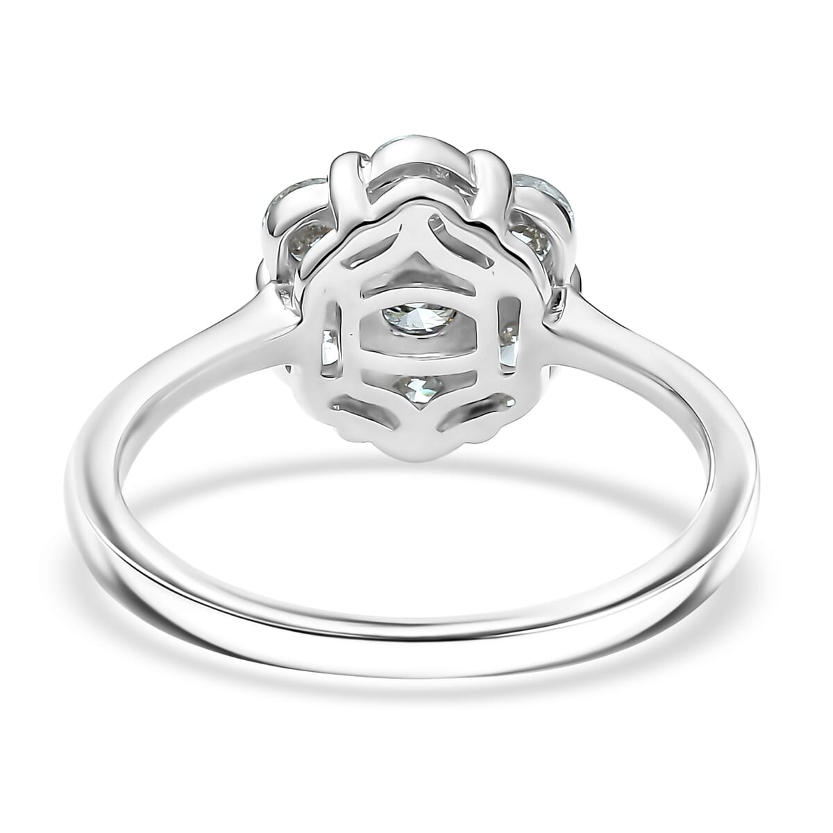 Luxuriant Lab Grown Diamond Floral Ring in Rhodium Over Sterling Silver (Size 10.0) 1.00 ctw image number 4