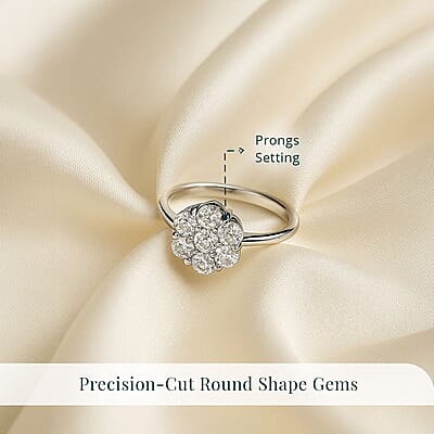 Luxuriant Lab Grown Diamond G-H SI 1.00 ctw Floral Ring in Rhodium Over Sterling Silver (Size 10.0) 