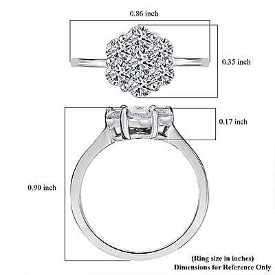 Luxuriant Lab Grown Diamond G-H SI 1.00 ctw Floral Ring in Rhodium Over Sterling Silver (Size 10.0) 
