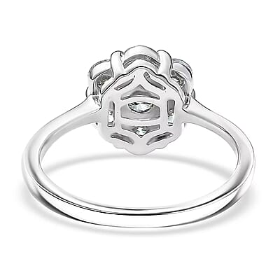 Luxuriant Lab Grown Diamond G-H SI 1.00 ctw Floral Ring in Rhodium Over Sterling Silver (Size 10.0) 